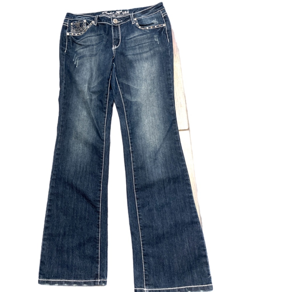 Twelve K Switch Denim Jeans Womens  Embroidered Embellished Rhinestone SZ 11